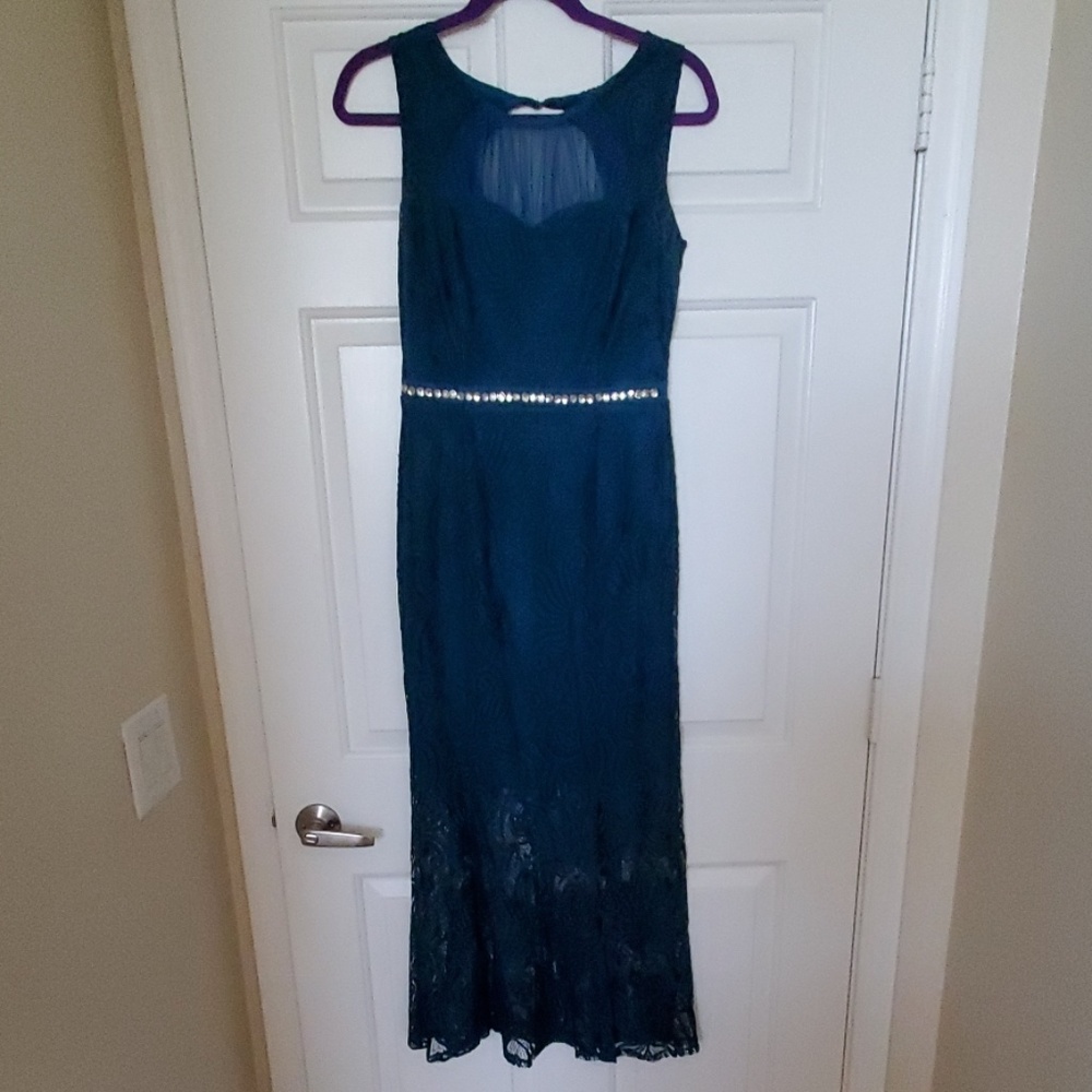 Teal lace formal dress